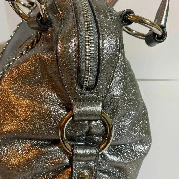 B. Markowsky silver metallic leather satchel handbag - Picture 9 of 11